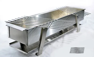 Heavy-Duty Portable Uzbek Mangal Grill Kebob  Brazier 16Ga Stainless Steel 30x8 • $325