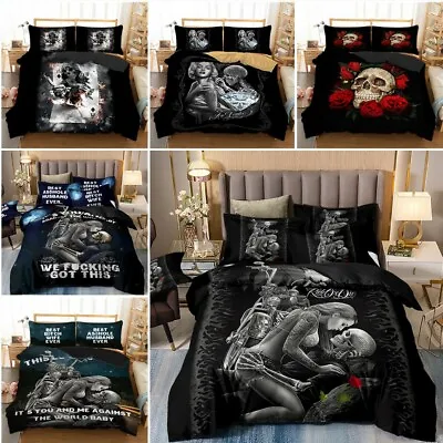 £21.99 • Buy 3D Skull Duvet Quilt Cover Gothic Bedding Set With Pillowcase Single Double King
