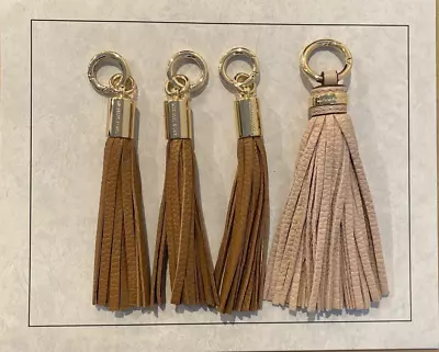 New Michael Kors Gold Charm/Leather Tassel Hang Tag Fob Clip On-4x Pieces • $39.99