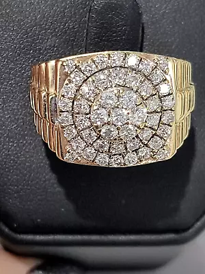 1.10 Carat Round Natural Diamond Men's Engagement Cluster Ring 14k Yellow Gold • $1756.80