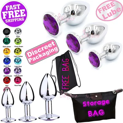 Metal Tear Drop Butt Plug 3 Sizes Silver Crystal Jewel Sex Toy Anal Plugs Beads • $9.99