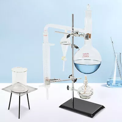 1000ml Distillation Apparatus Kit Lab Water Essential Oil Distiller Glassware • $57.99