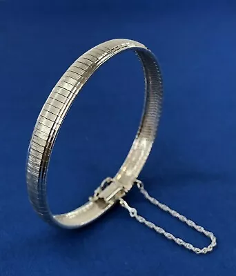 Italy 925 Cleopatra Striped Omega Bracelet Sterling Silver Brushed Size 7 17.19g • £56.94