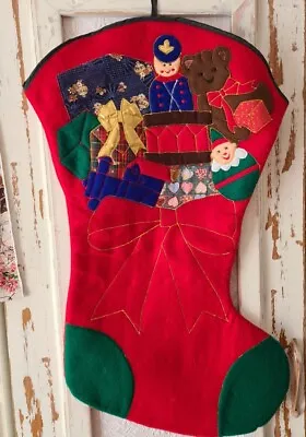 Vintage Christmas Hand Crafted Felt Stocking / Santa Sack Decoration.  V.G.C  • $7.90