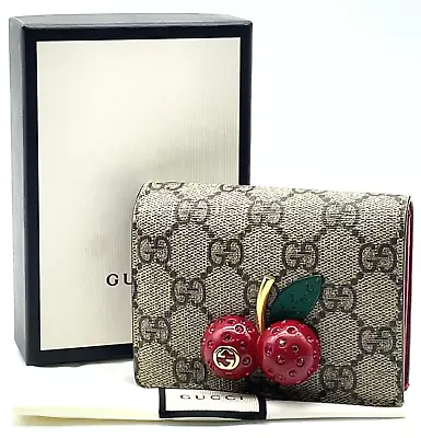 Authentic  GUCCI Cherry Compact Wallet GG SP 476050.2091  W/Box NS030288 • $162.50