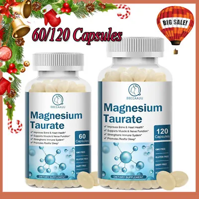 700mg Magnesium Taurate Capsules For Heart Health Nervous Muscle Calm Sleep~ • £13.19