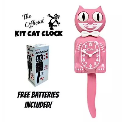 PINK SATIN KIT CAT CLOCK 15.5  Retro Free Battery Official Kit-Cat Klock US MADE • $69.99