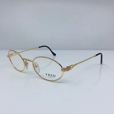 New Vintage FRED Lunettes Ketch Shiny Yellow Gold Eyeglasses Made France 49-21mm • $1899.99