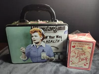 I Love Lucy Collector’s Lot Vintage Metal Lunch Box Tin & 1991 Trading Card Set • $12.50