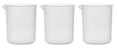 3PK Plastic Beakers 1000ml - Polypropylene - Raised Graduations - Eisco Labs • $13.99