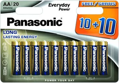 20 X Panasonic AA Batteries Everyday Power Alkaline 1.5V LR6 MN1500 Expiry 2029 • £7.99