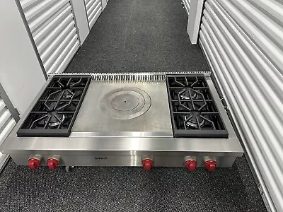 Wolf 48  Range Top  - SRT484F  - 4 Burners French Top Red Knobs Stainless Gas • $3399