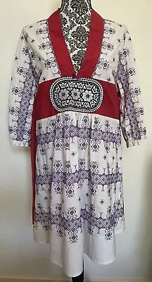 Gorgeous Odd Molly White Top With Red Trim And Purple Embroidery Size 3 / Large • $58