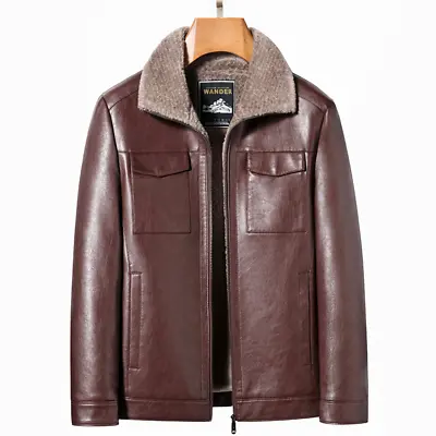 Winter Men's Sheepskin Leather Coat Plush Thickened Fur One Men's Coat Jacket • $125.45