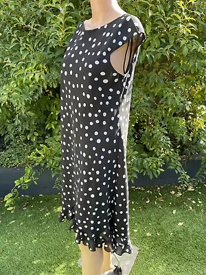 Glitz (London Paris & New York) Black Dress With White Polka Dots Size 40/UK 12 • £24.50