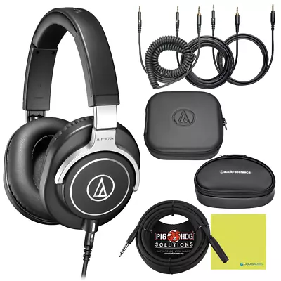 Audio-Technica ATH-M70x Headphone Bundle W/Pig Hog Extension Cable & Cloth • $316.95