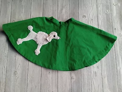 Vintage Handmade Green POODLE SKIRT Girls Small? Elastic Button Waist • $15