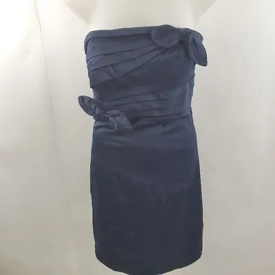 Xoxo Dress 7 Strapless Blue Floral Bandage Cocktail Sheath Satin $88 Stripe • $16