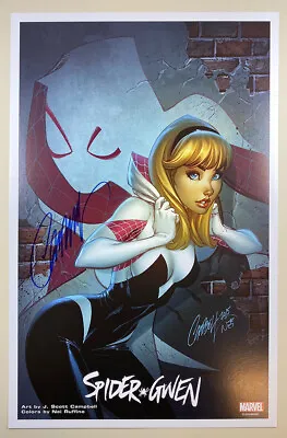 J SCOTT CAMPBELL Signed SPIDER GWEN 1 STAN LEE COLLECTIBLES 11  X 17  ART PRINT • $49.99