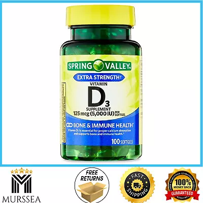 Spring Valley Vitamin D3 Softgels 5000 IU 100 Count • $9.15