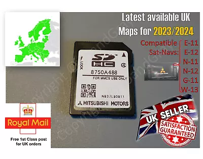 Mitsubishi GPS Sat-Nav UK Ireland EU Map SD Card 2023-2024 - E-11 E-12 W-13 MMCS • $56.83