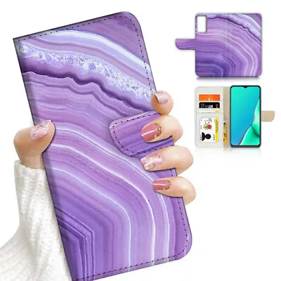 ( For Optus X Sight 2 ) Wallet Flip Case Cover AJ23604 Purple Crystal Marble • $12.99