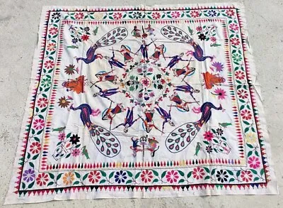 57  X 54  Vintage Rabari Boho Embroidery Ethnic Tapestry Tribal Wall Hanging • $12