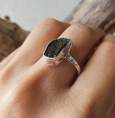 Natural Raw Moldavite Ring 925 Sterling Silver Wonderful Jewelry All Size MO2238 • $13.16