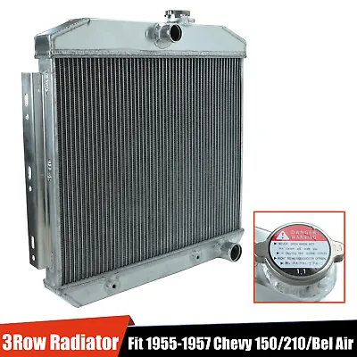 3 Row Aluminum Core Radiator For 1955-1957 1956 Chevy Bel Air Nomad 150 210 V8 • $122.99