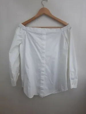 £30 • Buy EQUIPMENT FEMME, French Designer Off The Shoulder, White Cotton Shirt. Sz S