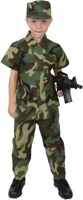 Kids Camouflage Army Soldier Uniform Complete Costume Set Pants Shirt & Hat • $14.99