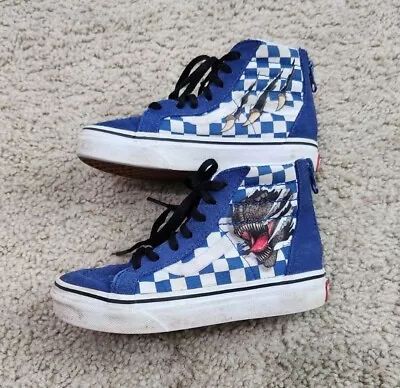 Vans Off The Wall Shoes Boy's Size 12 High Top Dinosaur T-rex Fashion Sneakers • $16