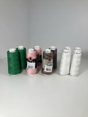 MAXI-LOCK Thread Lot Of Emerald Medium Pink Swirls & White (3 New 7 Partial) • $10