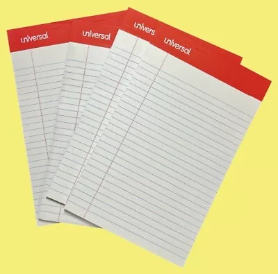 4 Pack Writing Pad Jr 50 Sheets Legal Ruled 5x8 White Paper Notepad Narrow 50ct • $10.49