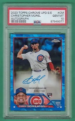 2023 Topp Chrone Update Christopher Morel Blue Sapphire Autograph #80/150 PSA 10 • $9.99