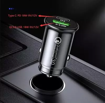 QC 3.0 USB + PD 18W Type-C SUPER FAST Car Charger Cigarette Socket Adapter Power • £4.99