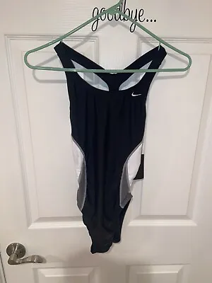 Nike Women's Black/White/Gray One Piece Colorblock Swimsuit In Size 6-NEW With T • $35
