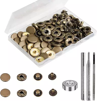 24 Sets Heavy Duty Leather Snap Fasteners Kit 15Mm Metal Snap Buttons Press Stud • $17.83