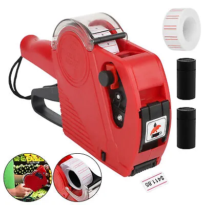 MX-5500 8 Digits EOS Price Tag Gun + White W/ Red Lines Sticker Labels +inks • $17.99