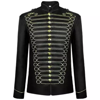 Mens Steampunk Hussar Jacket Marching Band Military Drummer Parade Hussar Jacket • £74.50