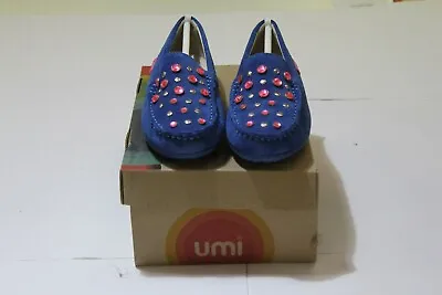 Umi *morie G*girls Blue Moccasin Shoes Uk 7 Jr Eu 24 • £10