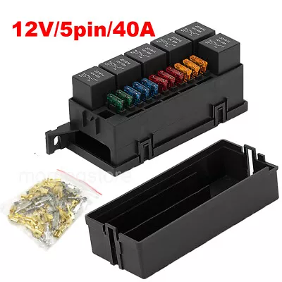 Universal Fuse Relay Box 6 Relay 12V 5pin 40A Car Trunk Marine Block Holder • $43.99