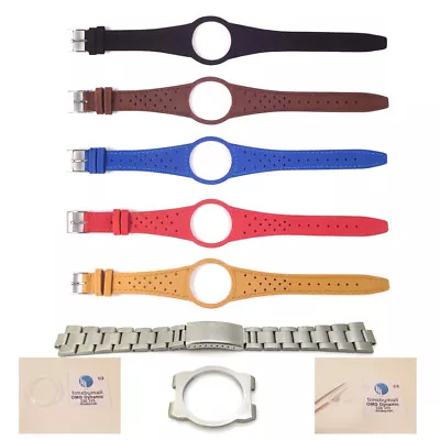 Mens Watch Strap Band For OMEGA DYNAMIC Leather Replacement Silver Buckle S6 • £22.99