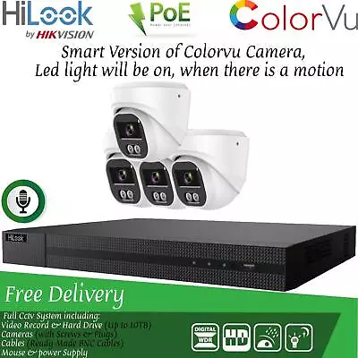 Hikvision 4k Colorvu Cctv System Ip Poe Nvr Camera 8mp Night Vision Security Kit • £105.58