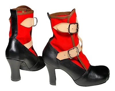 Vivienne Westwood Animal Toe Bondage Boots Black Leather Canvas UK7 US9.5  EU40 • $675