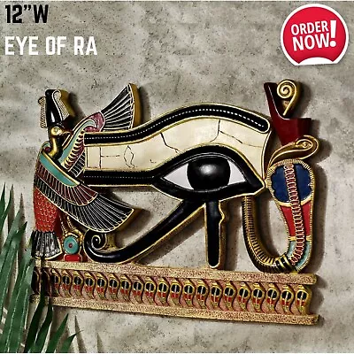 Ancient Egypitan God Statue Eye Of Ra Wall Sculpture Home Decor Sun Hawk Horus • $74.70