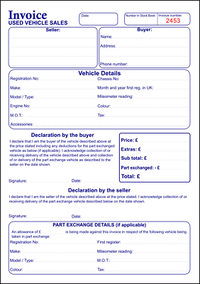 2 Invoice PADS A4 Duplicate Used Vehicles Sales Cars Serially Numbered NCR PAPER • £12.38