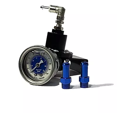 Adjustable Black Fuel Pressure Regulator & Gauge Blue Kit For Honda Civic Ek Eg • $37.99