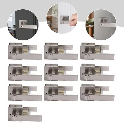 Home Square Lever Door Handle Knob Keyed Entry Door Privacy Passage Lock Set+Key • $95