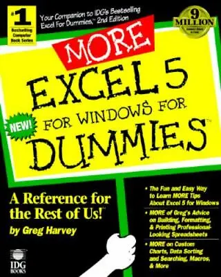 $4.27 • Buy More Excel 5 For Windows For Dummies - 9781568842073, Paperback, Greg Harvey